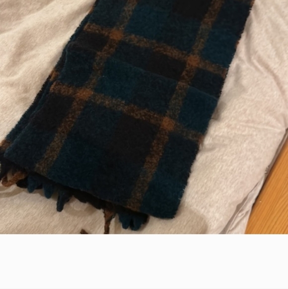 Wilfred Teal and Brown Plaid Scarf - Picture 4 of 5
